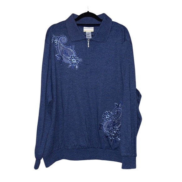 Alfred Dunner Tops - NWT Alfred Dunner Spliced Embroidered Top - Denim Blue - Size 2X